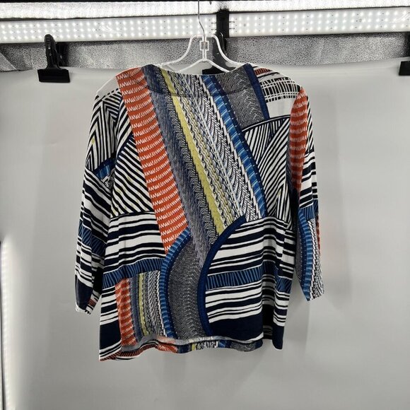 Chico's Womens V-Neck 3/4 Sleeve Multicolor Blouse Size Medium Colorful - Picture 5 of 11